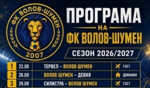 Волов-Шумен 2007 ще открие сезон 2026/27 в Североизточната Трета лига с мач срещу Септември (Тервел) — отбора, който завърши трети през миналата кампания и е шампион за сезон 2024/25. "Жълто-сините" ще гостуват в Тервел в първия кръг, който е насрочен за 22 август. Тимът играе силни срещи срещу "хановете" вече две кампании, но допусна поражения и все още няма отбелязан гол в тези мачове. Надеждите са прокобата да бъде прекъсната и шуменци да постигнат първа победа над този съперник. Във втория кръг предстои първото домакинство за отбора, воден от треньорския тандем Христо Станчев - Румен Николов. На 26 август, сряда, Волов-Шумен 2007 приема новака Девня. Всички останали двубои може да видите тук: